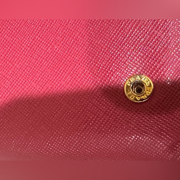 Prada Pink Saffiano Double snap long Bow Wallet - Picture 13 of 13